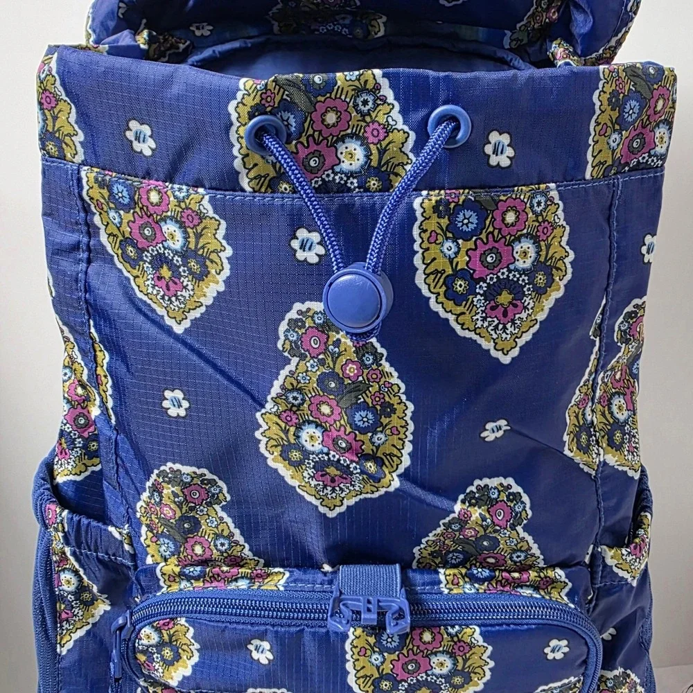Vera Bradley Berkhill Backpack Kew Gardens Blue Floral Ripstop Travel‎ Bag NWT
